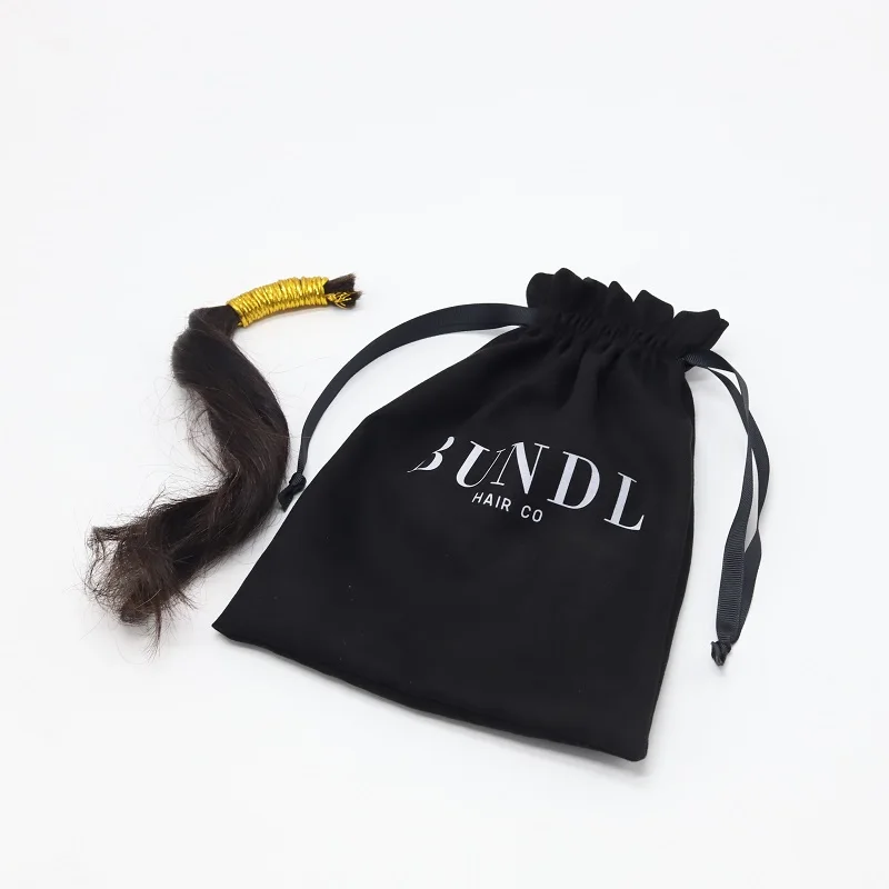 Luxury Custom Branded Black Suede Fabric Packaging Pouch Suede Shoe Bundle Hair Hat Cloth Dust Drawstring Bag