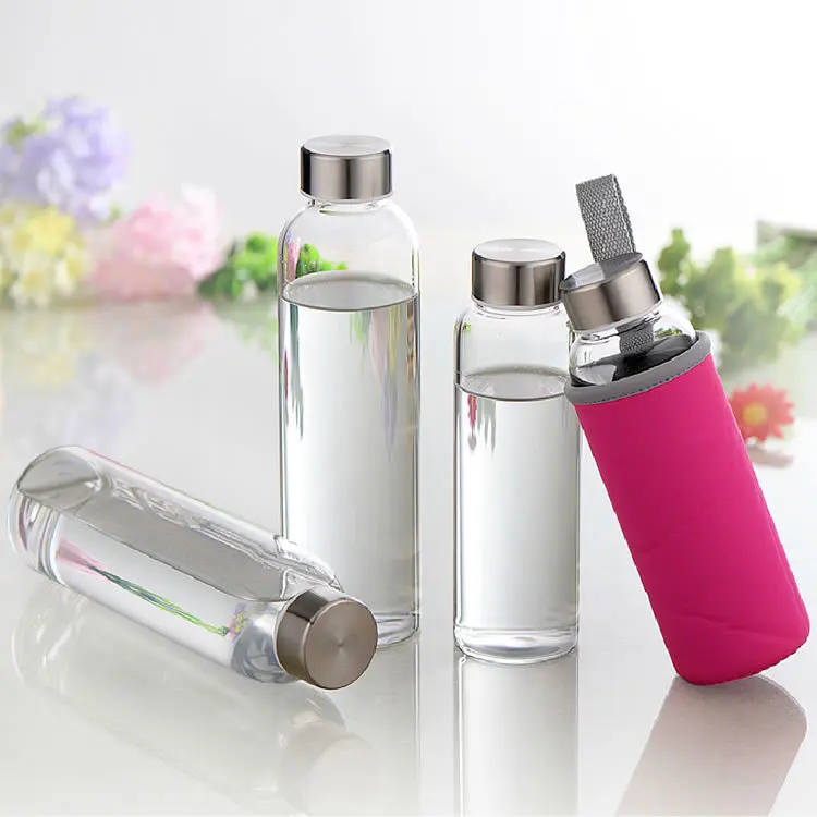 
Eco friendly custom logo 500ml portable borosilicate glass water bottle for drinking water 