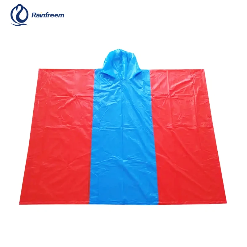 high quality pvc flag rain poncho custom print reusable rain poncho for outdoor
