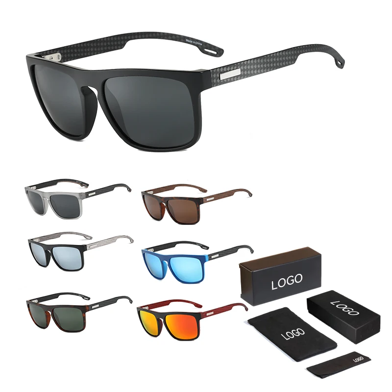 Square Shades Fashion sports sunglasses polarized  Tr 90 Uv400 outdoor cycling  Carbon Fiber Sunglasses for Women Men