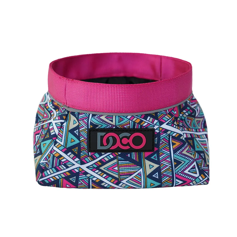 Eco Friendly Recycled Reflective Pet Bowls Foldable Waterproof Cloth Portable Travel Magnet Folding Multifunctional Dog Bowl