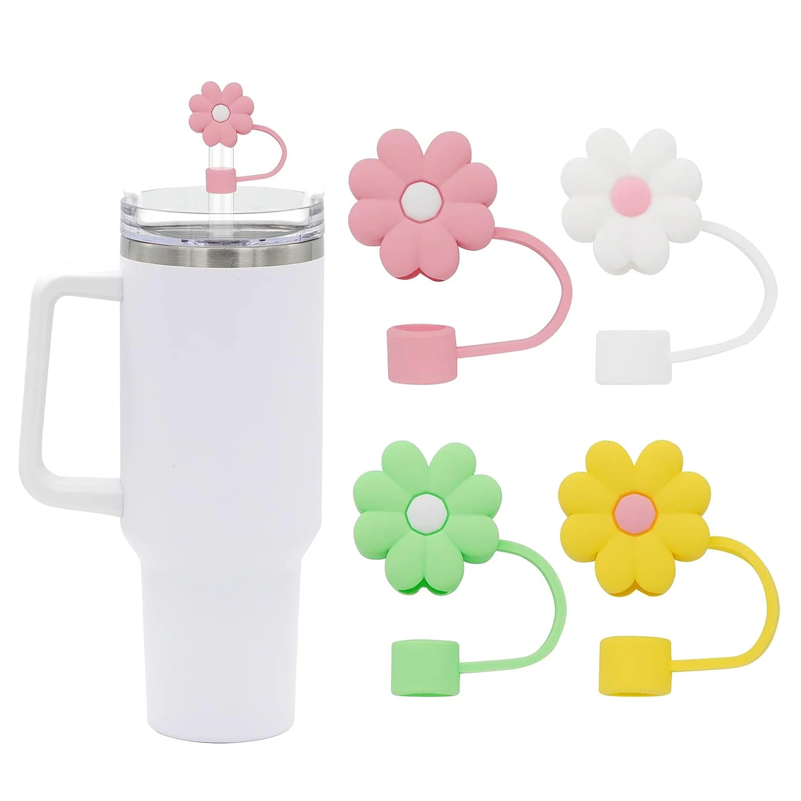 Silicone Tumbler Cute Cloud 10mm 0.4in Straw Covers Toppers Lids Dust-Proof Reusable Straw Stopper for Stanly Cups Accessories