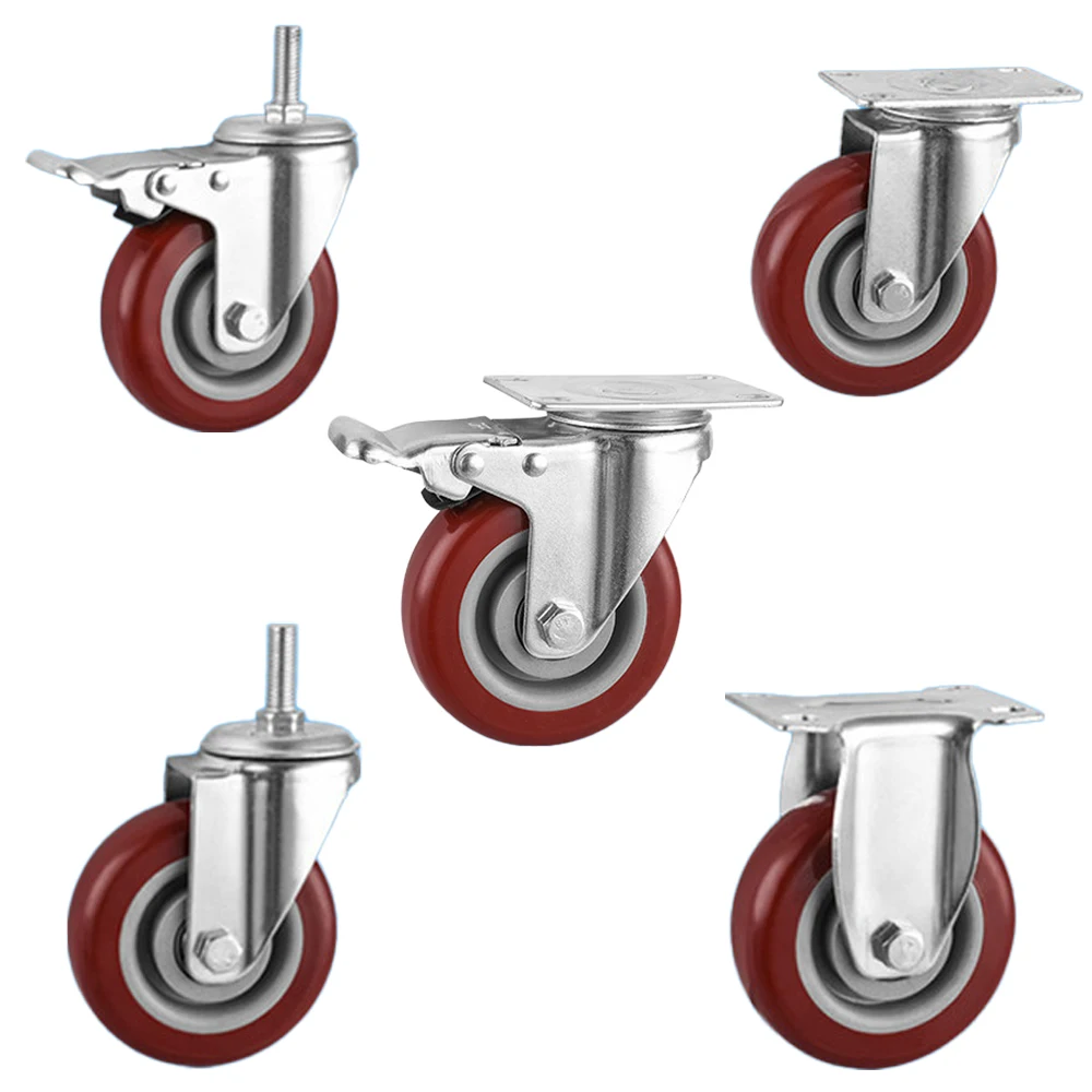 Customized 3/4/5 inch Workbench Furniture Trolley Castor Wheel Brakes Industrial Universal Swivel Heavy Duty Casters Wheels