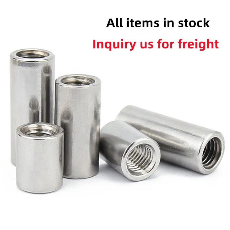 Stainless Steel SS304 M3 M4 M5 M6 M8 M10 M12 M14 M16 M20 Round Internal Threaded Coupling Barrel Sleeve Nuts