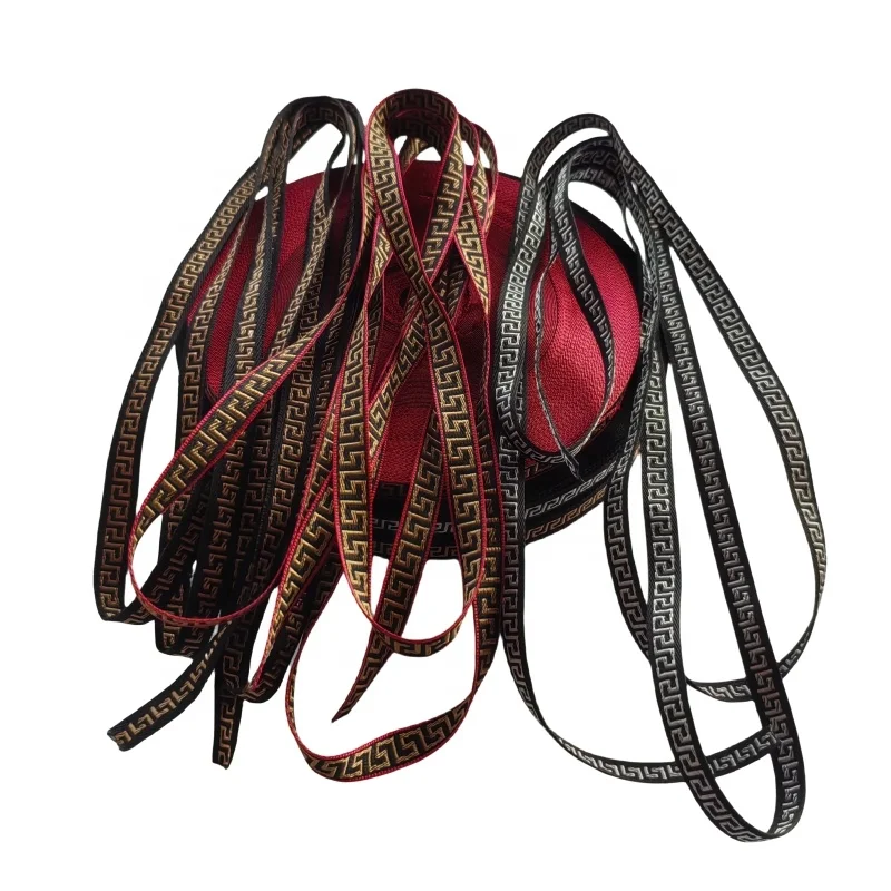 Acme eco-friendly custom OEM design LOGO 100% polyester jacquard ethnic ribbon trim webbing strap tape