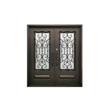 High Quality  Wrought Iron Double Doors Iron Grill Window Door French Wrought Iron Door