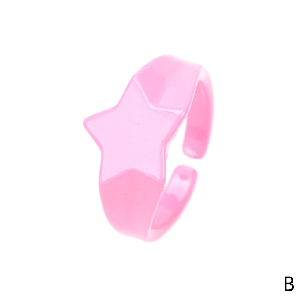  Trend Couple Alloy Stars Open Rings Adjustable Candy Colored Hand Painted Surface Women Fashion Jewelry Factory