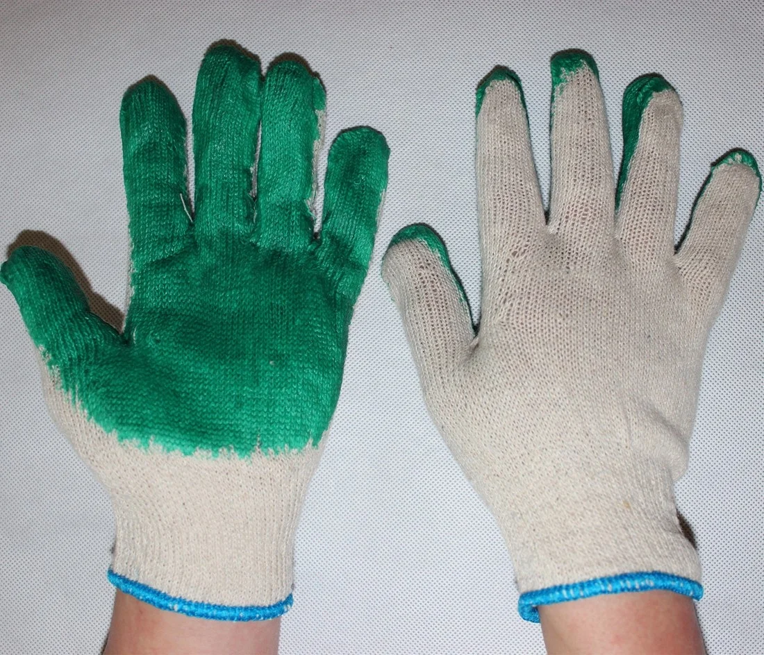 Suncend linho de polialgodao barato 10 г liso borracha luvas revestidas latex