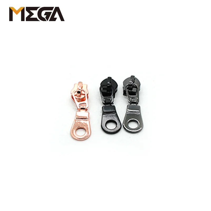 Promotion custom logo engraved gold three colors for handbag garment making zipper slider metal zipper puller zipper pull