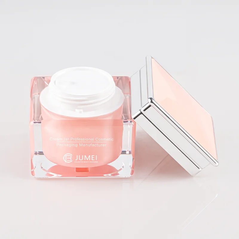 Different Size Pink Acrylic Cosmetic Pump Bottle and Jar Set 15g 30g 50g