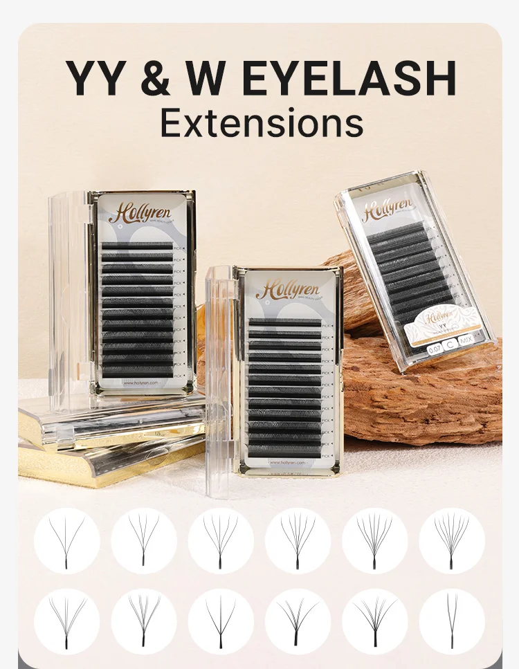 Hollyren Lash Extensions YY Mesh Cilios Hand-Woven 3D 4D 5D  6D 7D 8D Clover 05 07 C D L Lash De Pestaas Cilia YY Lashes Wimper
