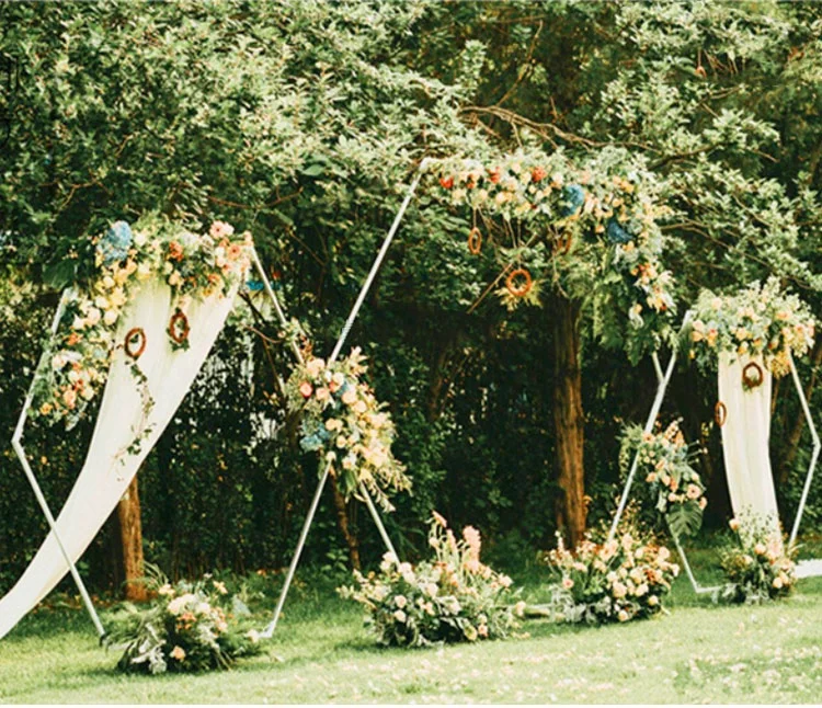 Новая свадебная металлическая шестиугольная арочная декорация для вечеринки Геометрическая шестиугольная Цветочная подставка центральные вазы украшение стола