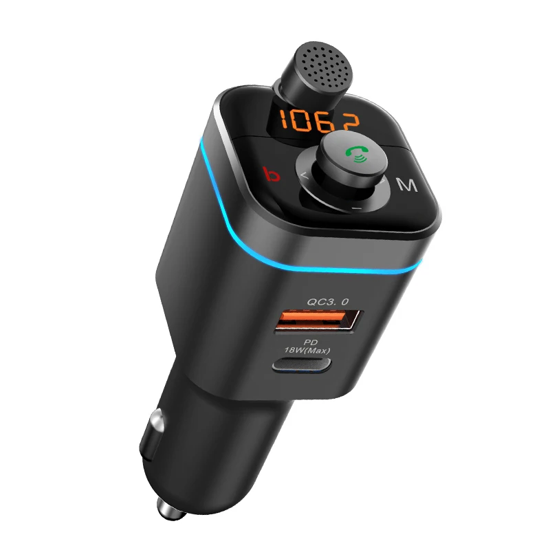 Fast Charging Bt5.0 Pd18w And Qc3.0 Handsfree C72 Car Kit Fm Transmitter  Mp3 Player Fast Charger For Car