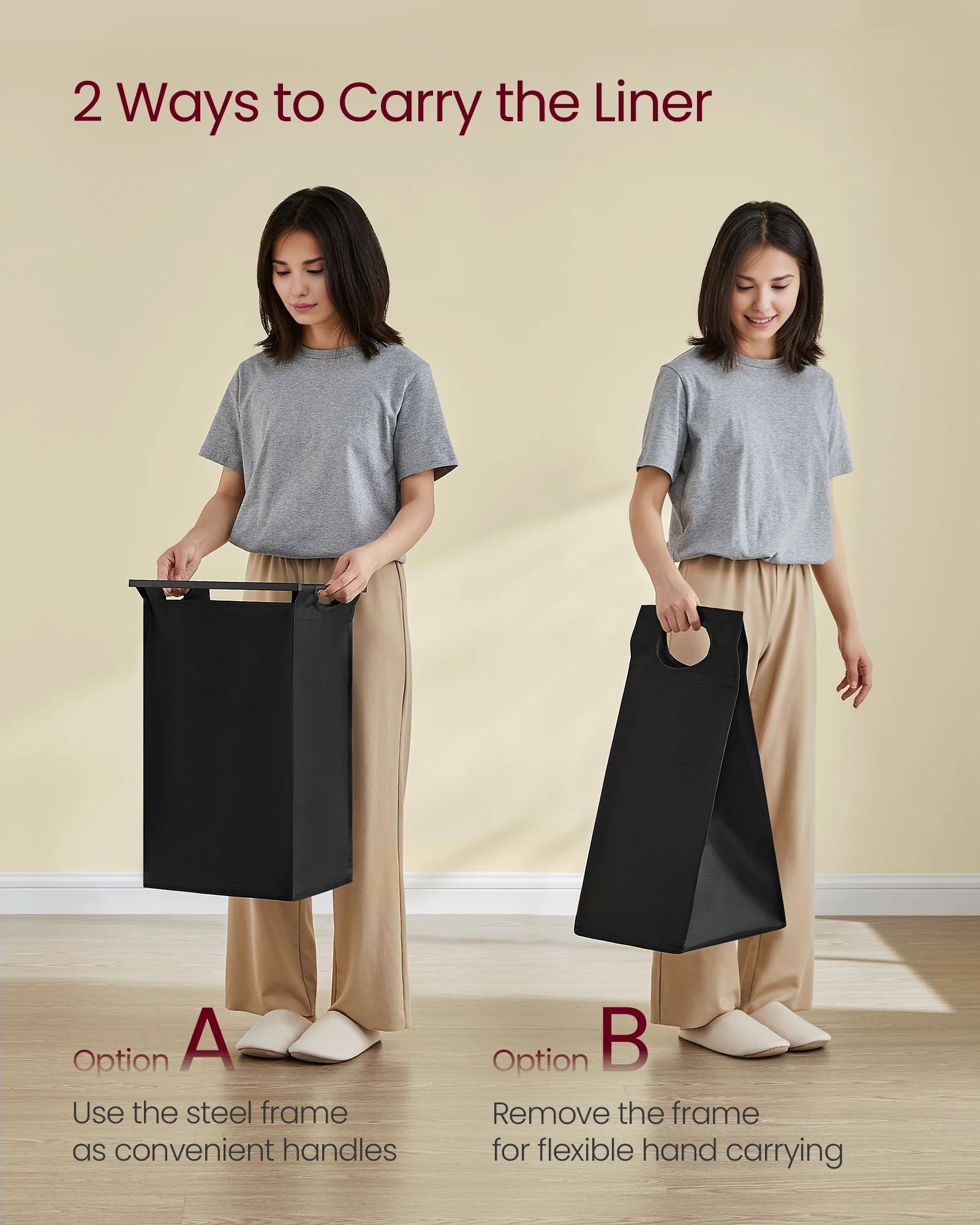 VASAGLE  Laundry Basket  with Shelf Removable Laundry Bag 3 Compartments Laundry Hamper with 2 Shelves