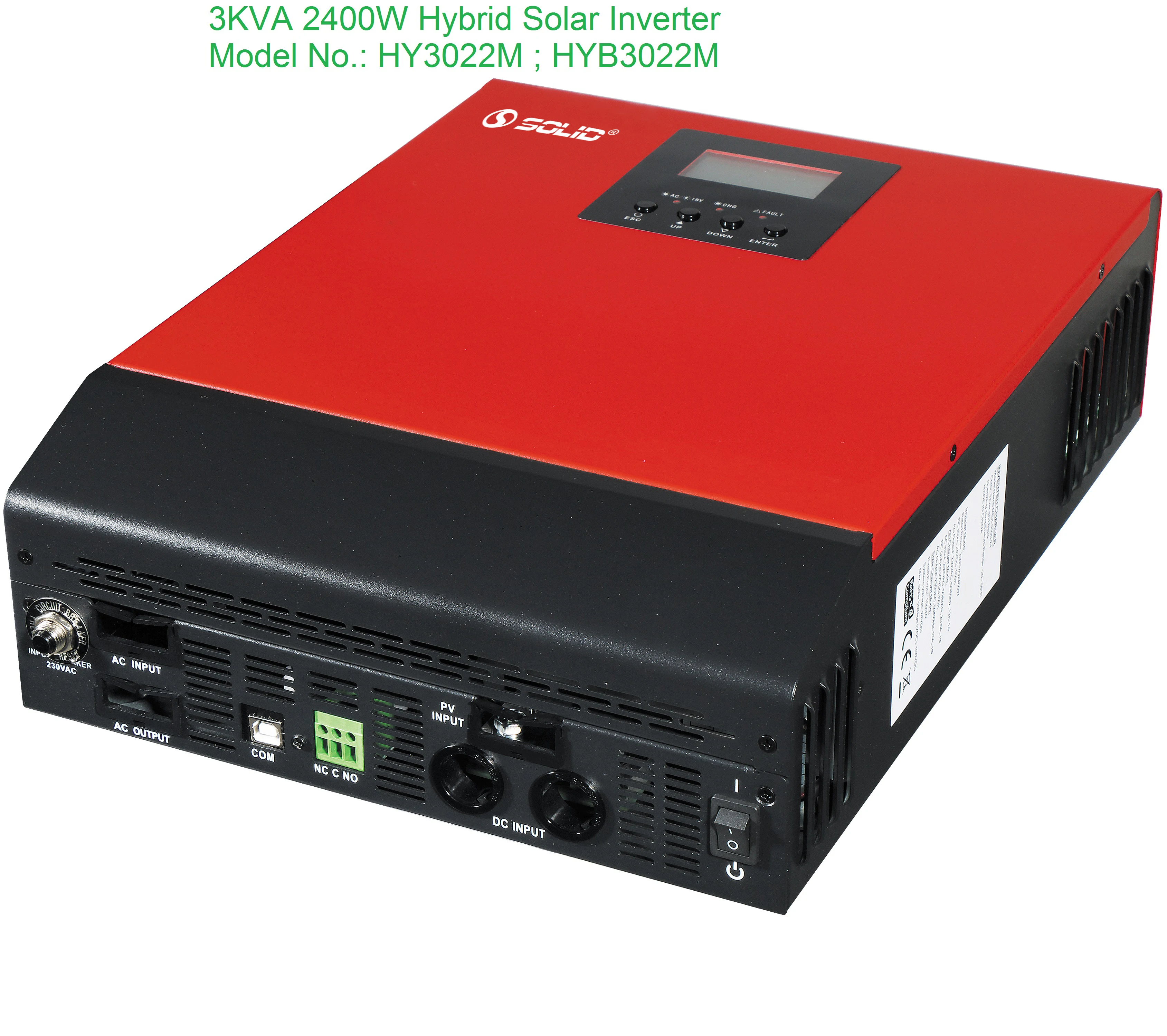 SOLID 3KW 24V 220V 230V Solar Inverter 3KVA Off Grid hybrid solar inverter with 50A PWM Controller For Solar System