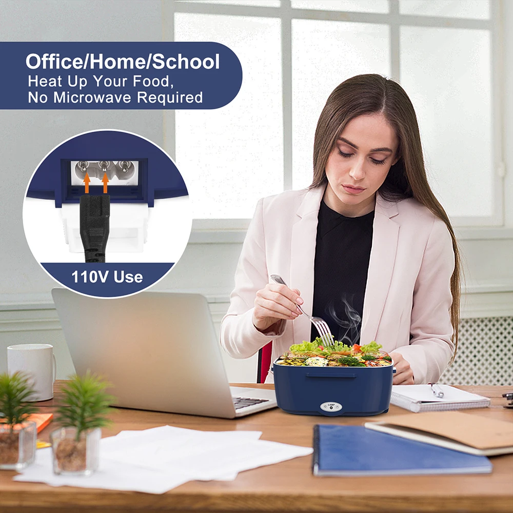 Electric Lunch Box Food Heater, Faster Heated Lunch Box, 1.5L Portable Food Warmer with Fork Spoon and Insulated Lunch Bag