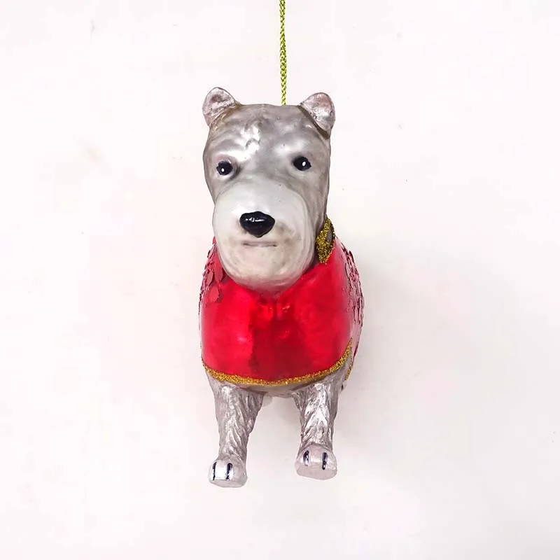 Factory wholesale christmas tree toys from glass cute red Irish dog pendant