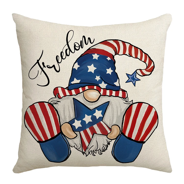 Independence Day 4th of July Print Cushion Patriotic American Flag Throw Pillow Case