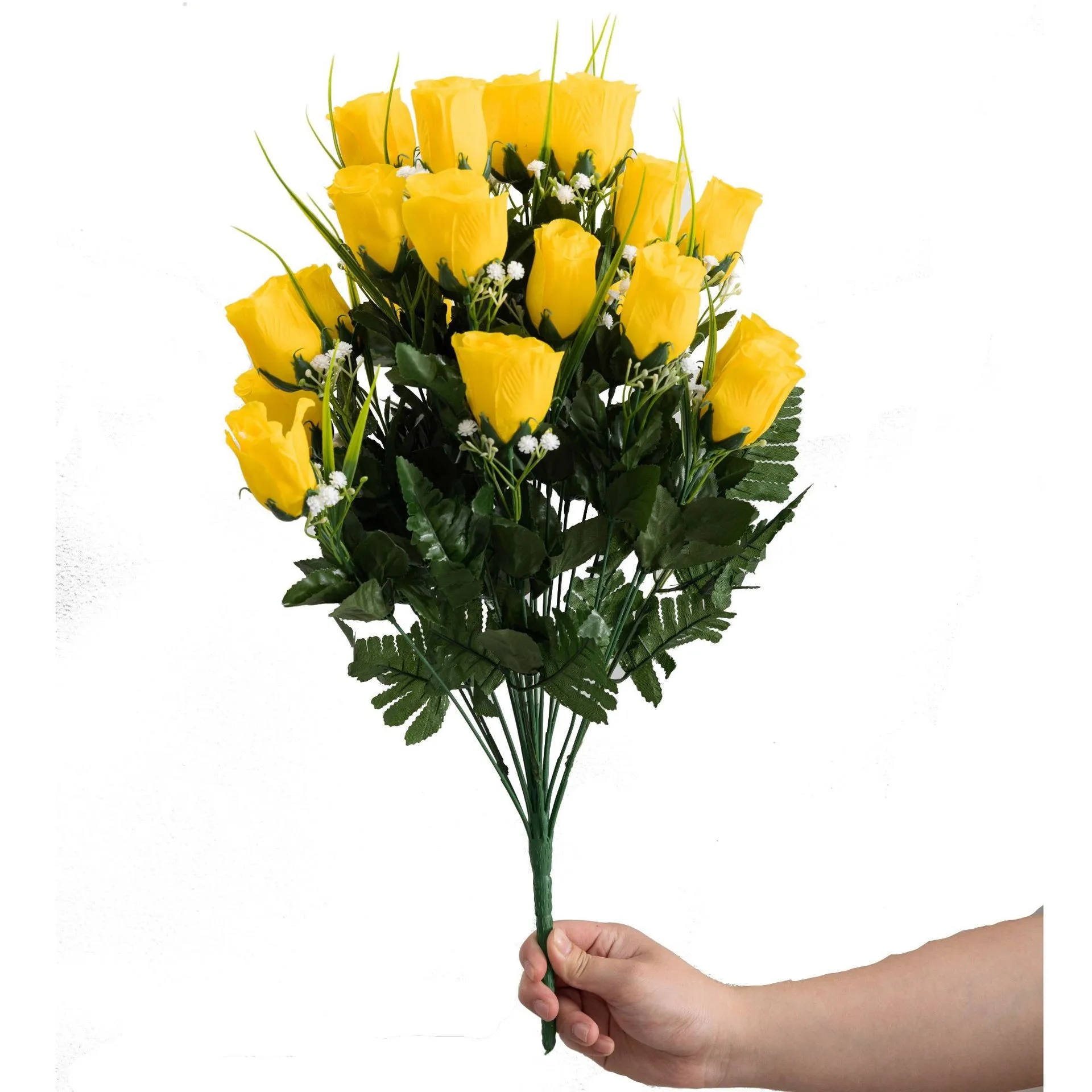24-head Simulation rose outdoor decoration a bunch of sacrificial yellow rose chrysanthemum artificial flowers wholesale