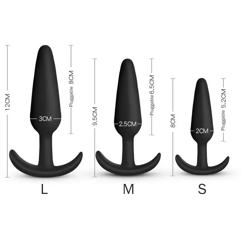 Factory Price Silicone Anal Plug 3 Pieces Black Vagina Butt Plug Piercing Set Sex Toy for Women and Men