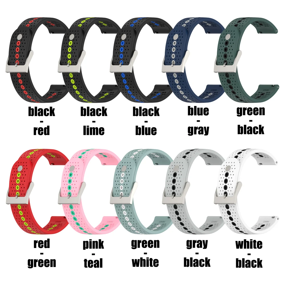 22mm Dual Color Silicone Watch Band for Suunto 9 Speak