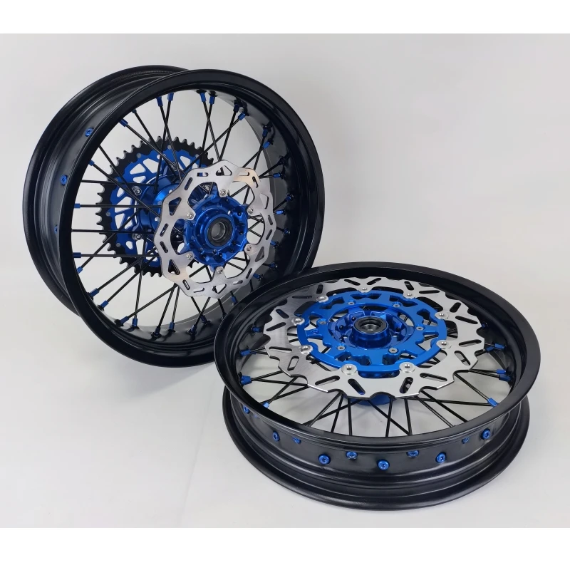 Hot Sale 17 Inch Motorcycle Supermoto Motard Spoke Rim 36 Holes Wheel Set
