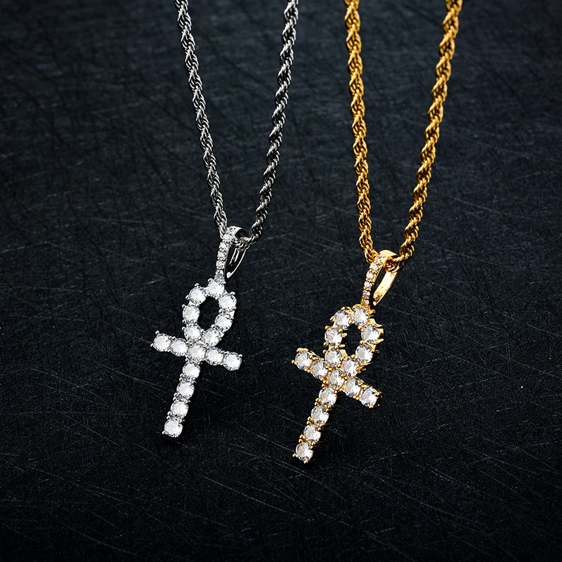 Iced Out Hiphop Jewelry CZ Diamond High Quality Copper Solid Cross Pendant Necklace for Men and Women