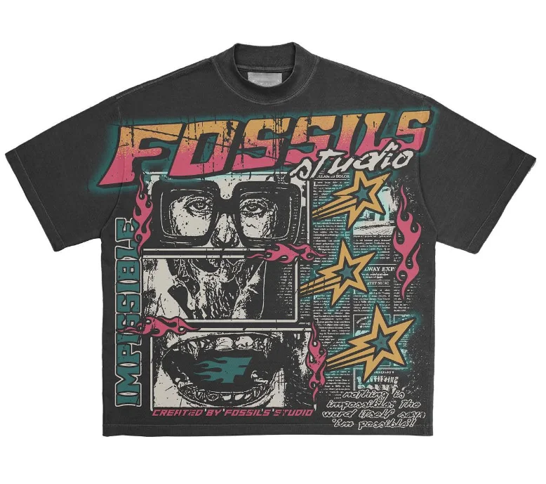 Custom High Quality 100% Cotton Acid Wash T Shirt Dtg Print Hip Hop Luxury Graphic Round Neck T shirt Uomo