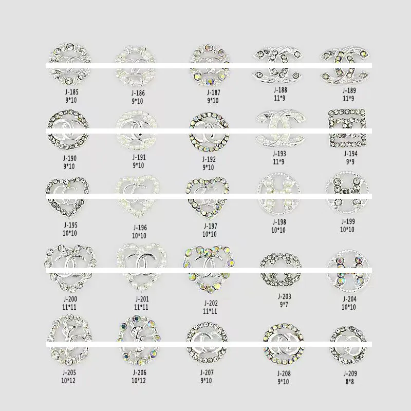 Nail Art Decoration Zircon Nail Art Charms Kawaii Metal 3D Logo Luxury Brand Name Rhinestone Charms