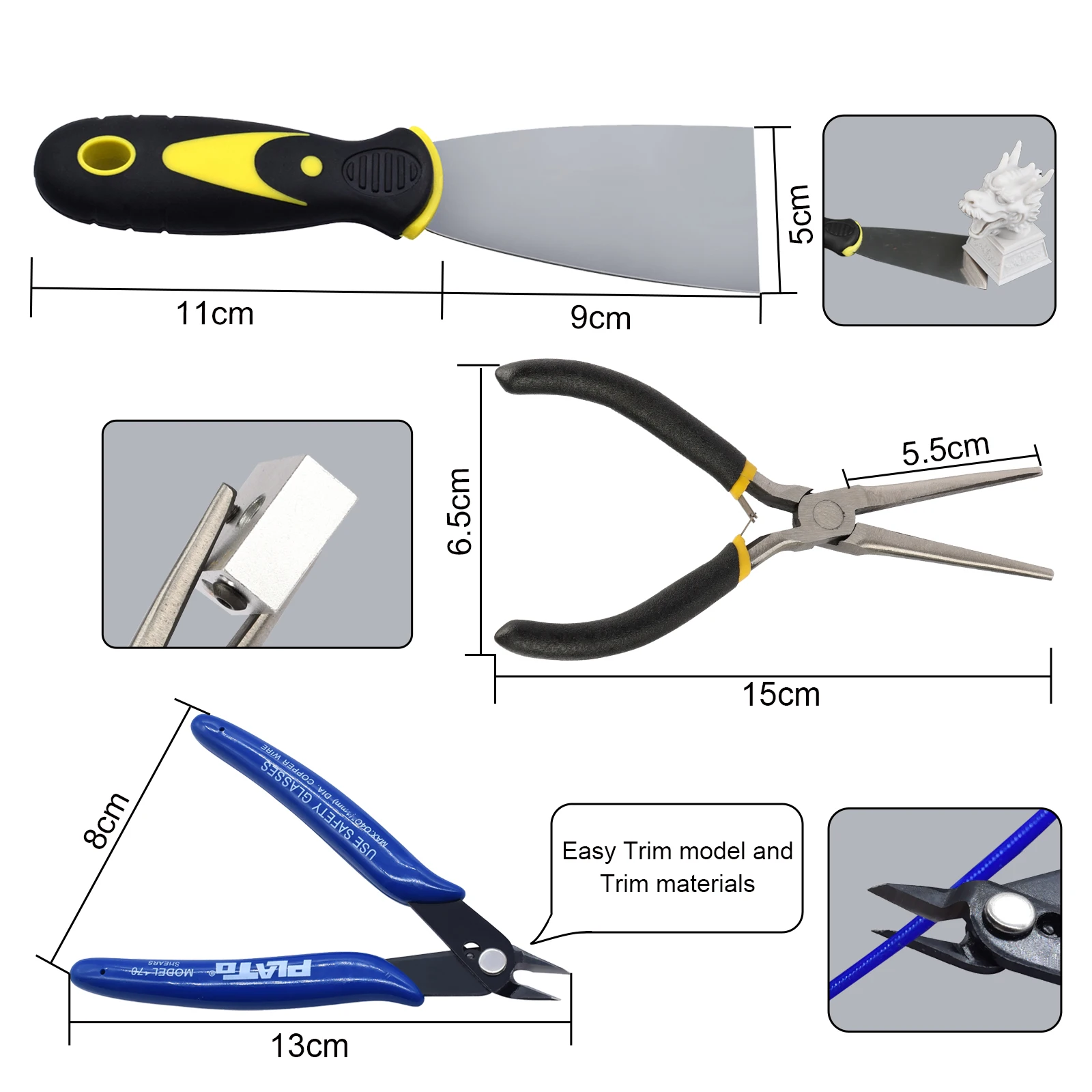 Deburring Tool Kit Trimming Knife Edge Cutter Files 3D Printer Parts Wrench Cleaner Needle for Nozzle Scraper Cutting Wire Cable