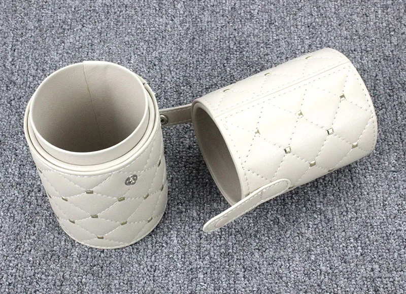 Black Rivet Style Makeup Brush Holder Case Portable Travel Pu Leather cosmetic Cylinder