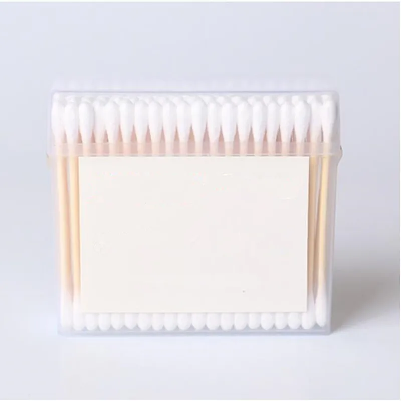 Discount Price 100 Pieces/Bag Wooden Bamboo Stick Ear Cotton Buds Clean Cotton Swabs