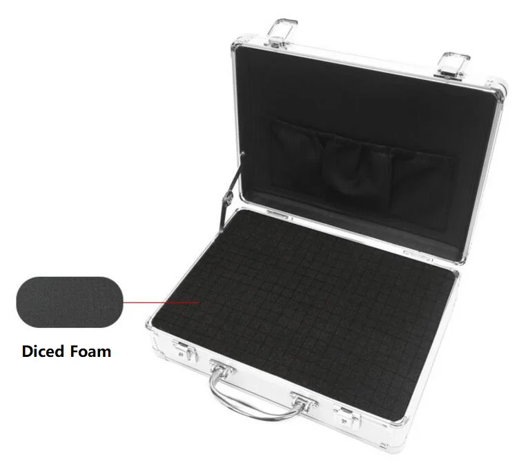 Aluminum Hard Foam Black Briefcase ToolBox Aluminum Carrying Case with wheels