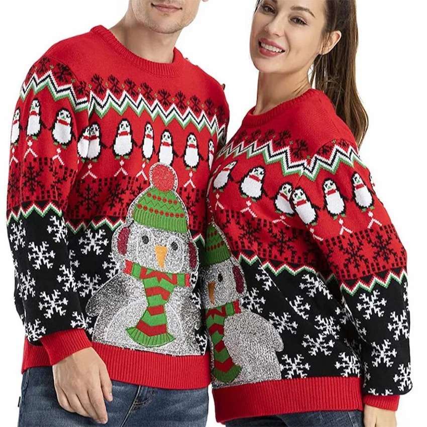  Wholesale Custom Sweater Christmas Tree Knitted Couple Family