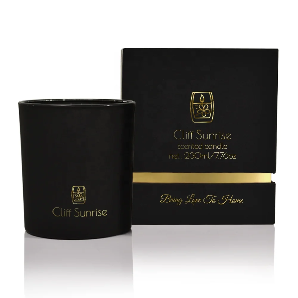 Wholesale Custom Logo Black White Frosted Luxury Glass Candle Jar with Gift Box