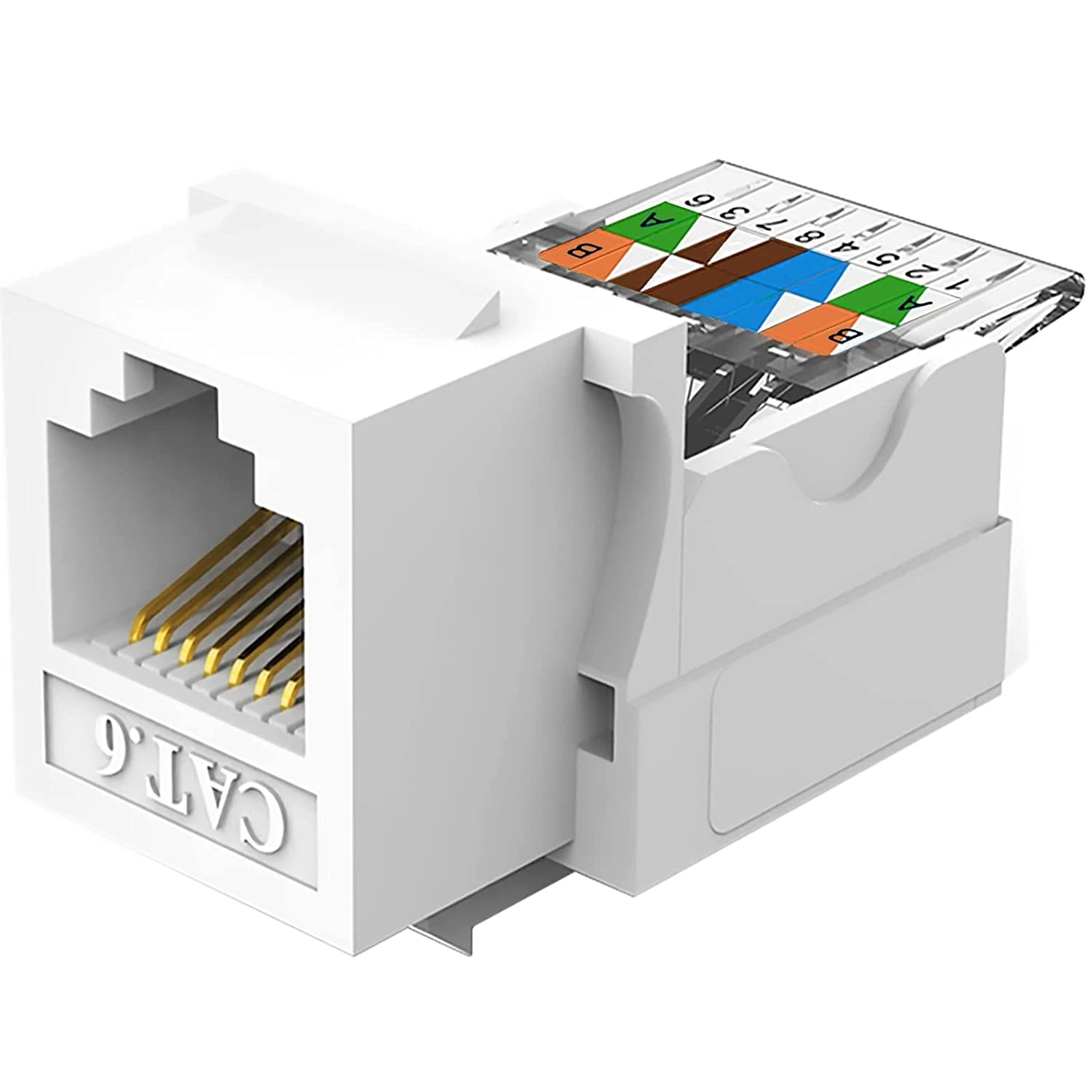 Cat6 Keystone Jack Tool-Less  Ethernet Wall Jack Insert Coupler White