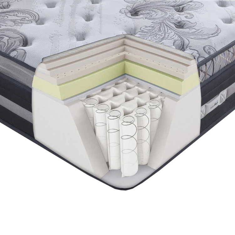 Luxury 7 Zone Pocket Spring Bed Mattress Queen Size Latex Roll Up Mattress In Box Colchon