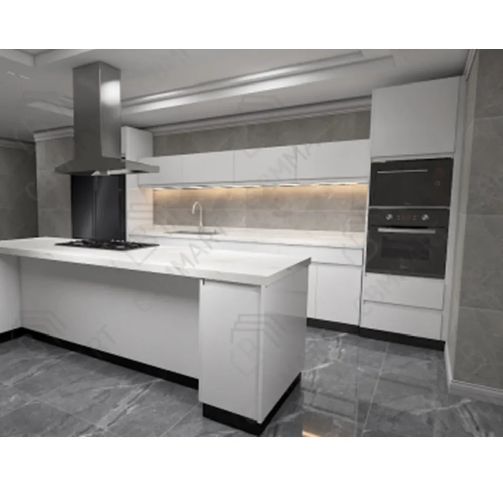 CBMmart Ready To Assemble Brown White Tall Flat Pack Modular Melamine Plywood Wall Cupboards Kitchen Furniture Cabinets