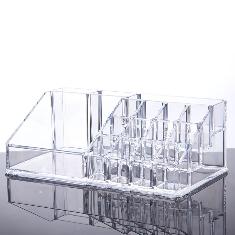 Transparent 12 Hole Lipstick Display Rack Cosmetic Plastic Storage Box Mulit-function Glass Container Organizer Box