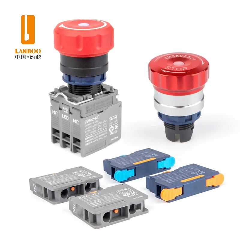 LANBOO 22mm SA1/SA2 With Red And Green Button Switch Control Start Stop Self-reset Emergency Stop