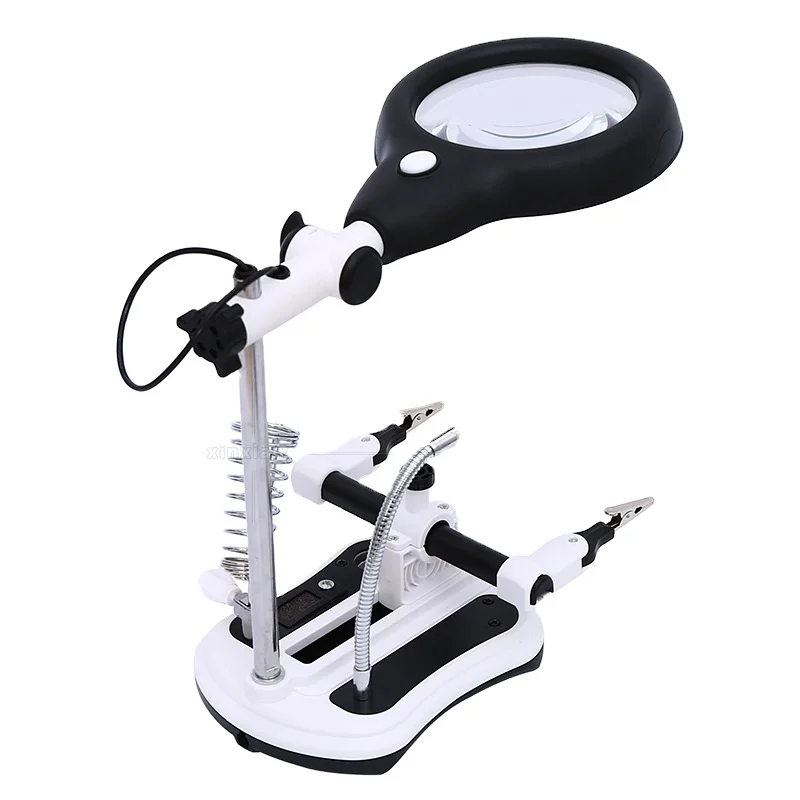 Four Multiples 18LED Lighting Table Lamp Reading Soldering Iron Kit Computer Chip Maintenance Detection Clip-On Magnifying Glass