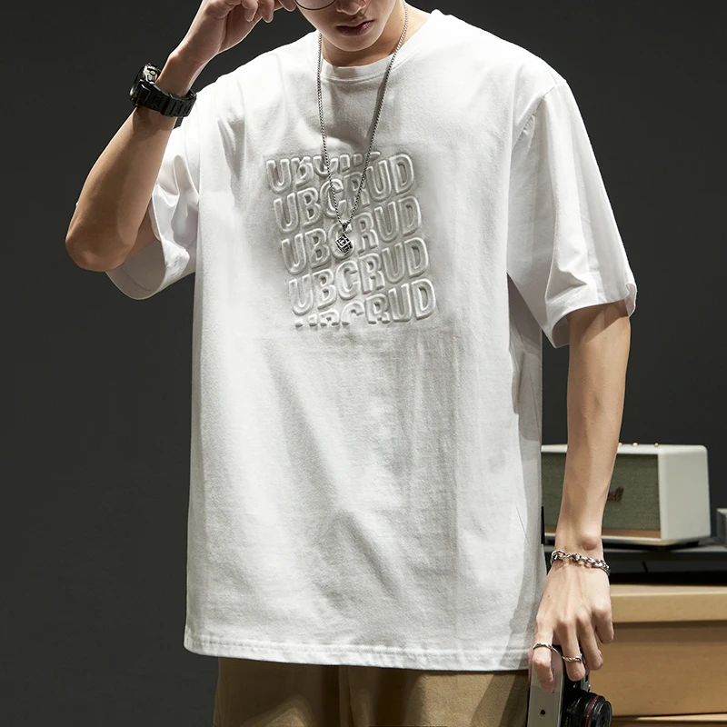 OEM manufacture Bulk Custom Tshirt femme couple bl white pima cotton premium cotton t-shirts embossed logo patch man tshirt