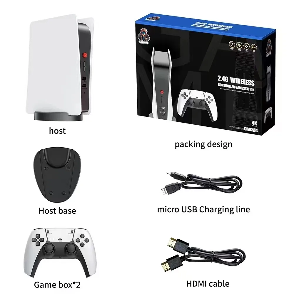 Newest HD Output Retro Classic Gaming Console Wireless Controller  64gb 128gb with PS5 style 3D 4K m5 Video Game Consol