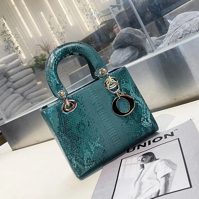 Hot Fashion PU Leather Serpentine Ladies Handbags Brand Design Luxury Single Shoulder Women Bags Hobo Tote Bag