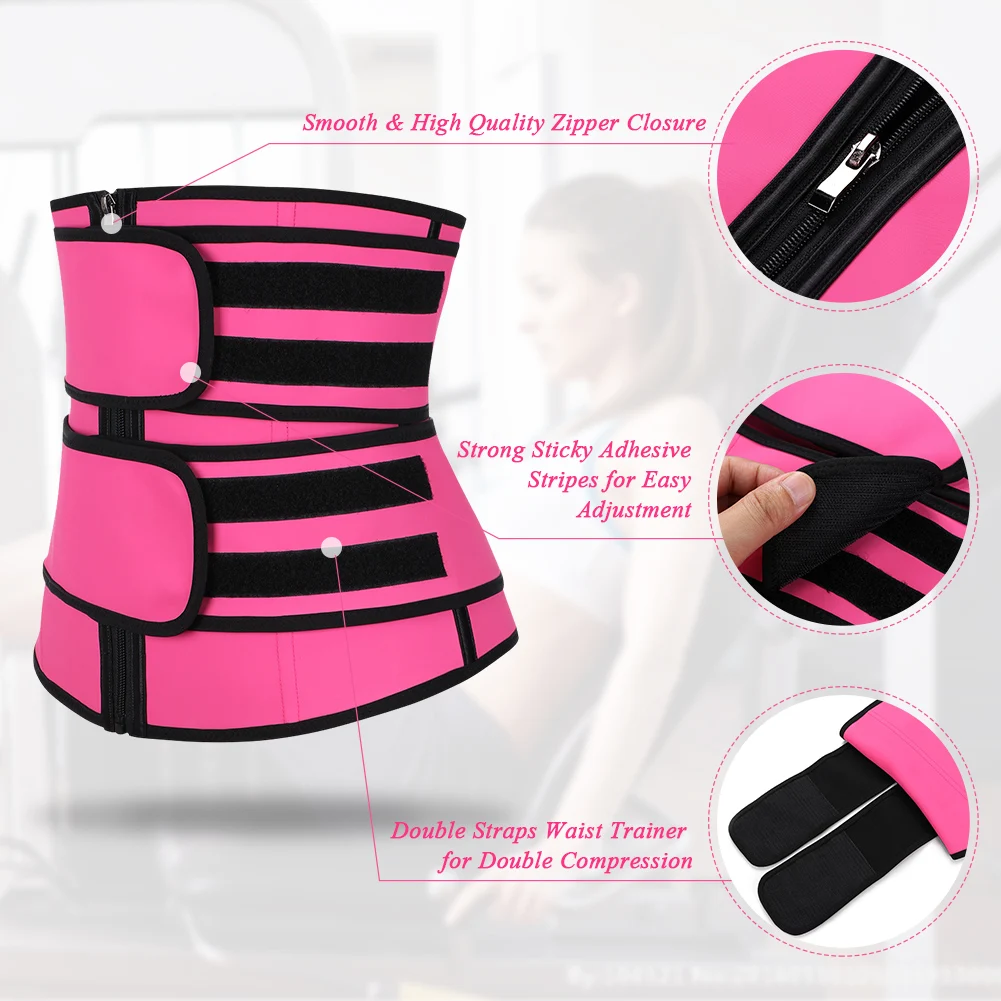 
Wholesale Body Shaper 7 Steel Boned Black Big Size Latex Waist Slimmer With Sticker Enhancer 