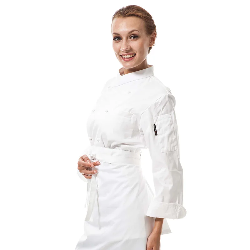 CHECKEDOUT Contrast color long sleeve french cuff Chef uniform for restaurant and hotel