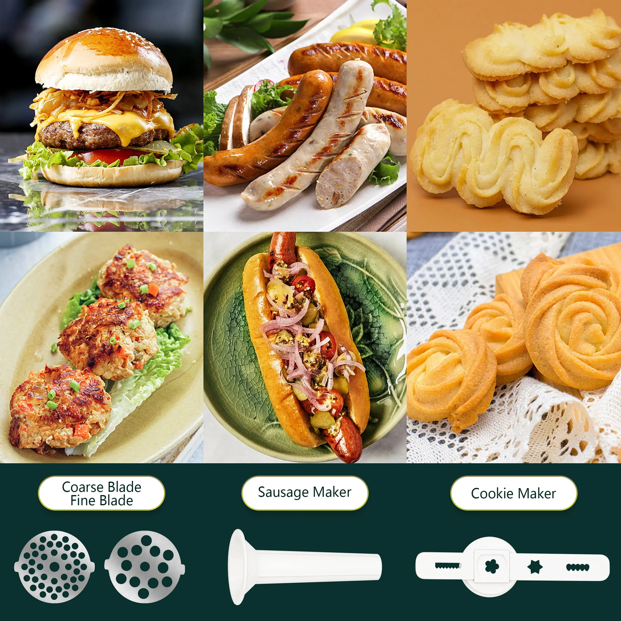 Portable Household Stand Manual Meat Grinder & Sausage Noodle Dishes Food Mixer