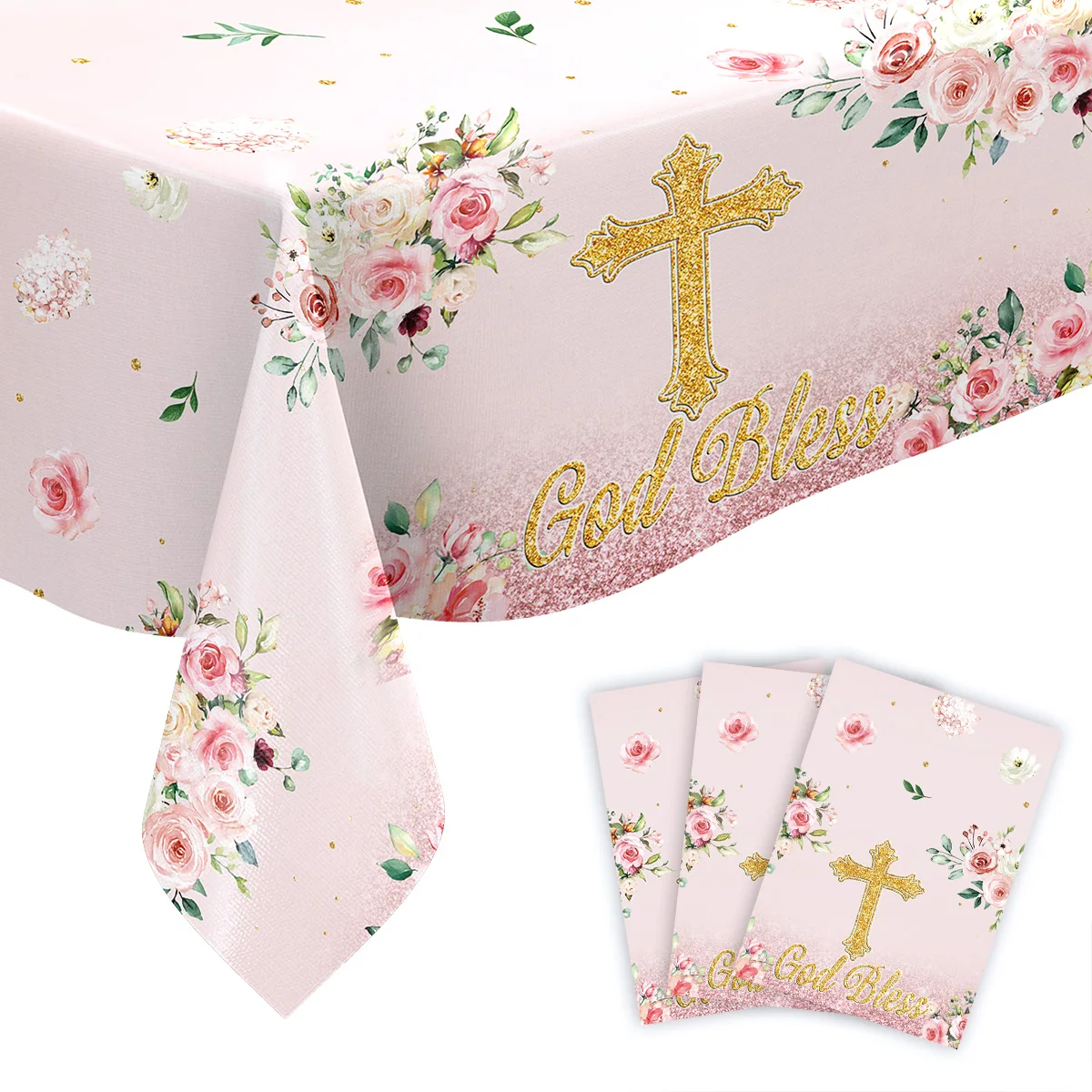 God bless gad bless theme christening party decoration cross paper plate paper napkin paper cup tablecloth napkin set