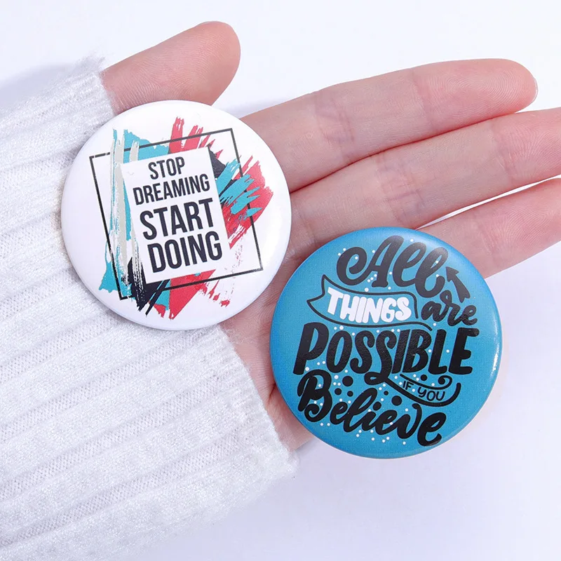 Personalized Metal Badges With Photo Logo Print Brooch Pins For Christmas Party Lapel Pin Custom Tinplate Pin Round Button Badge