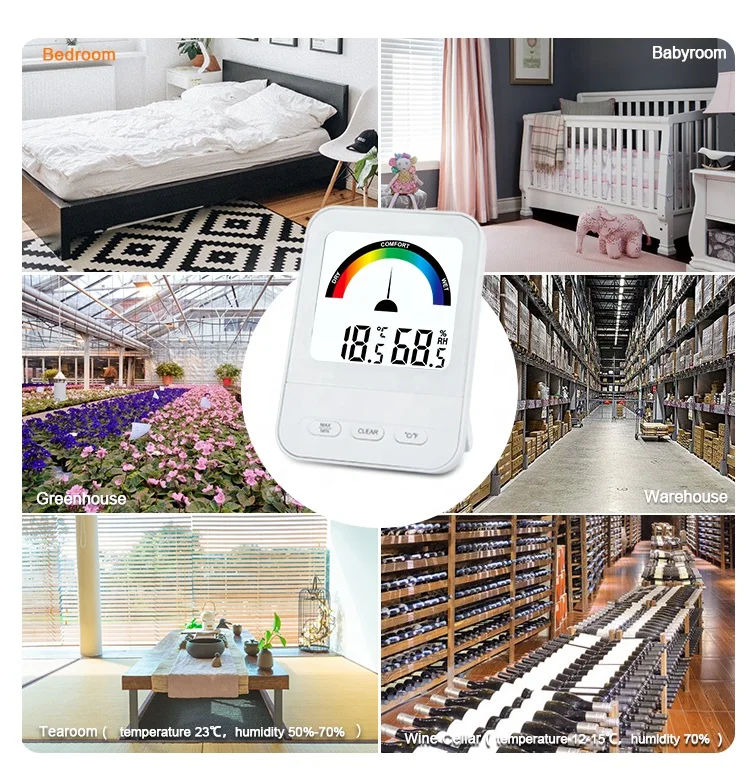 Home LCD display thermometer Hygrometer with alarm clock Large screen in  Color Display ET652T